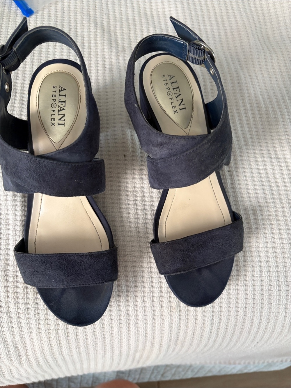 Alfani Navy Suede Size 7 Two-Strap Slingback Sandals